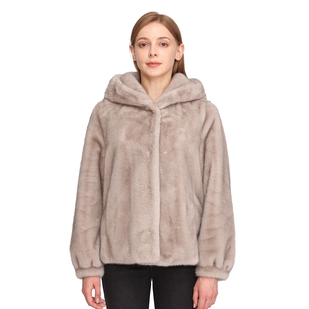 레니본 여성 인조퍼 재킷 - 그레이 레니본 여성 인조퍼 재킷 - 그레이