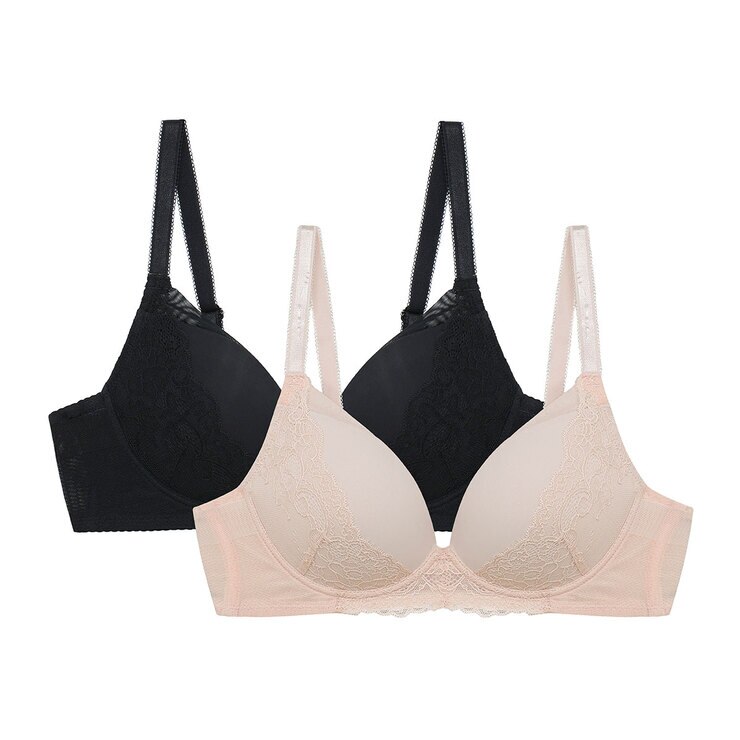 비너스 노와이어 메모리 소프트핏 브라 2매 - 라이트베이지/블랙