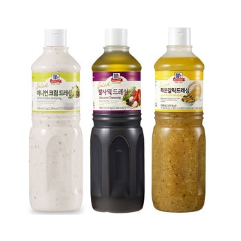 맥코믹 어니언 크림 드레싱 1kg + 발사믹 드레싱 1.1kg + 레몬갈릭 드레싱 1.1kg