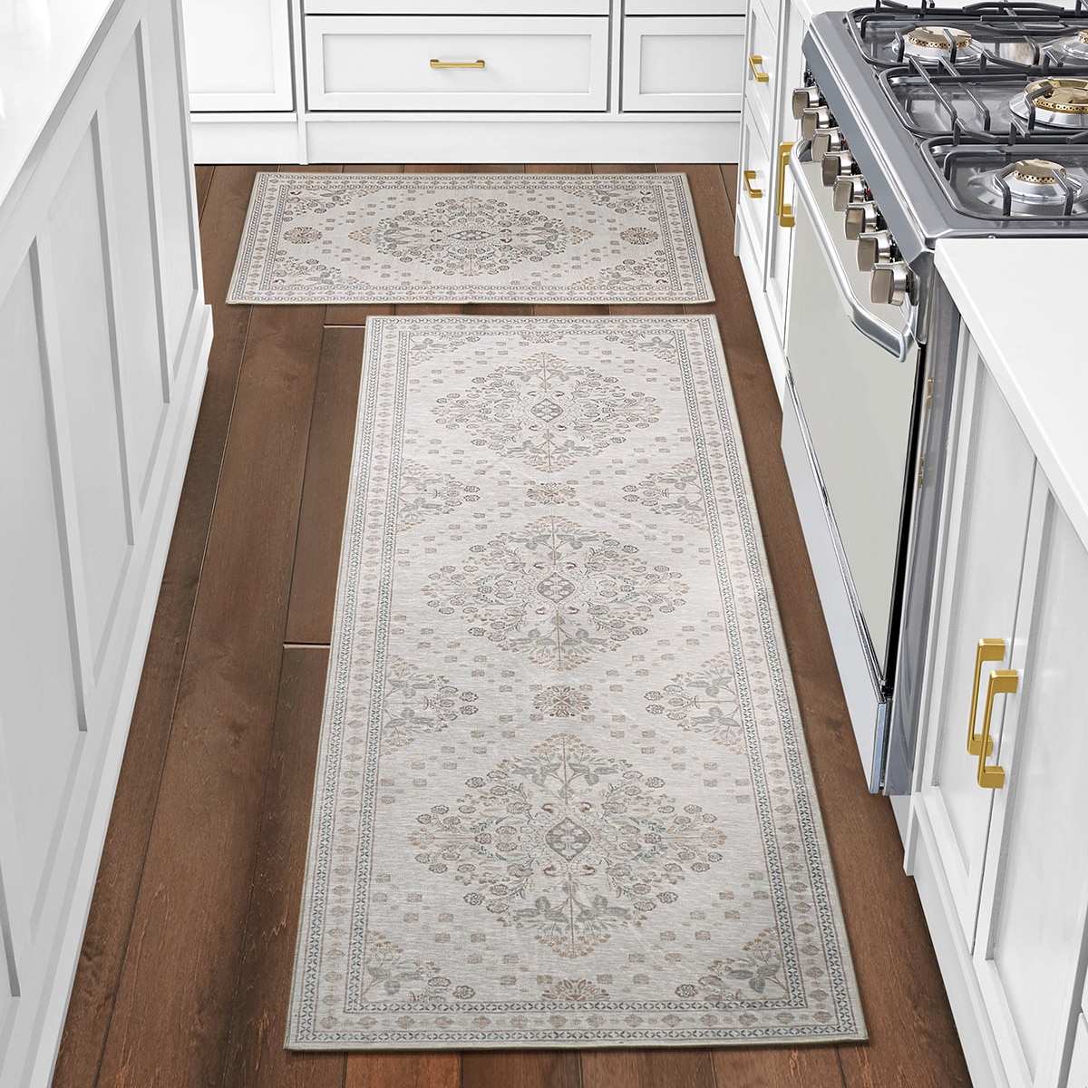 Wyatt&Ash 워셔블 러그 & 러너 세트 - 아이보리