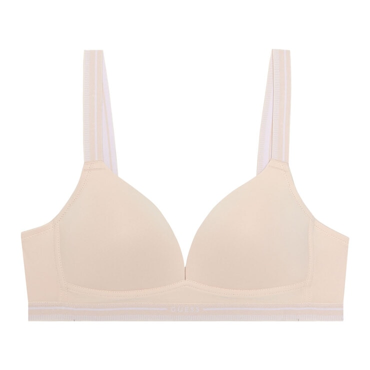 게스 여성 노와이어 로고밴드 브라 2매 - 베이지/블랙, 85B
