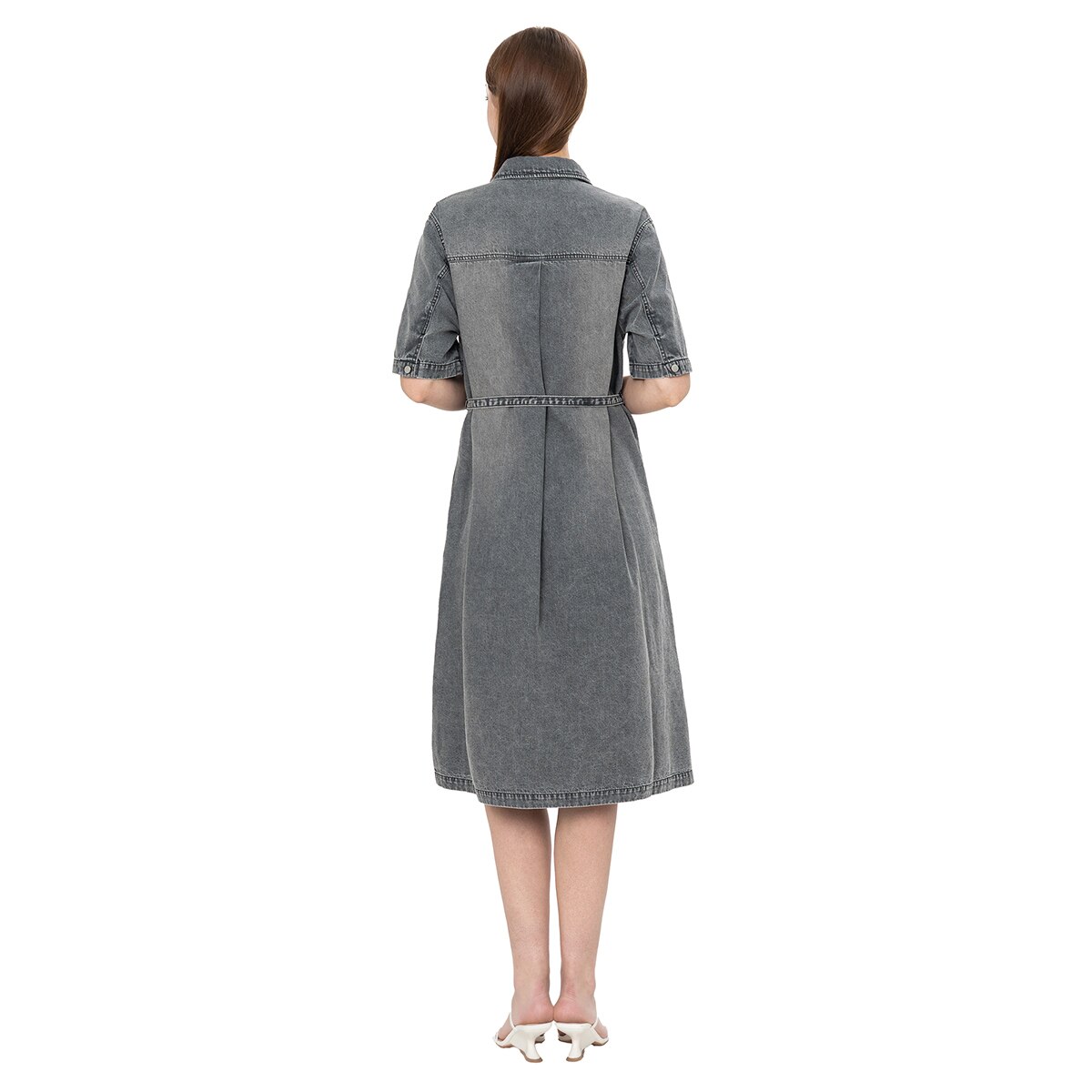 비지트 인 뉴욕 여성 데님 원피스 - 그레이, M