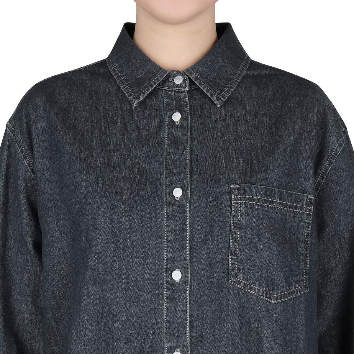 케네스콜 여성 데님 셔츠 - 블랙 인디고, L