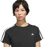 아디다스 여성 삼선 크루 티셔츠 - 블랙