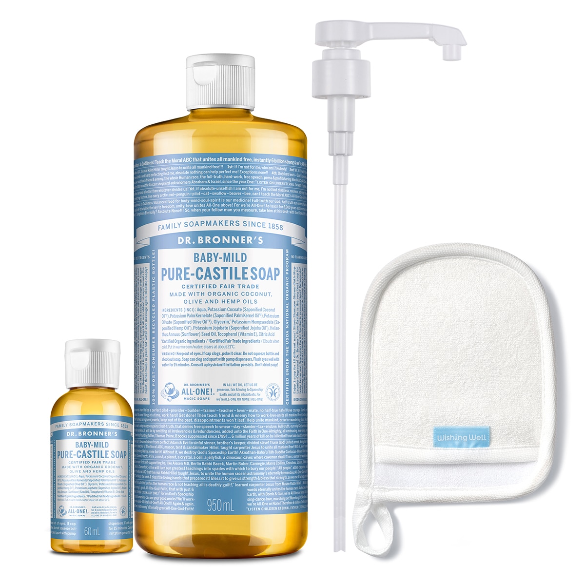 닥터브로너스 캐스틸 솝 클렌저 950ml + 60ml - 베이비 마일드