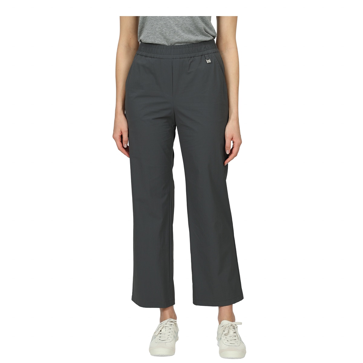 안지크 여성 와이드 밴딩 팬츠 - 그레이