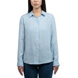 잭스 여성 리넨 스트라이프 셔츠 - 블루, M