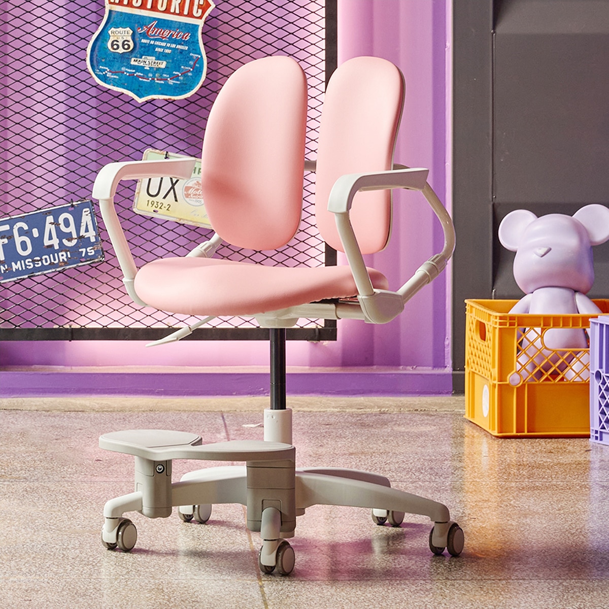 듀오백 아동의자 - 마일드 핑크, 고정중심봉 듀오백 아동의자 - 마일드 핑크, 고정중심봉