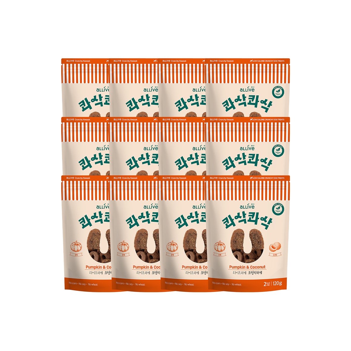 올리브 콰삭콰삭 애견 간식 120g x 12 - 펌킨&코코넛