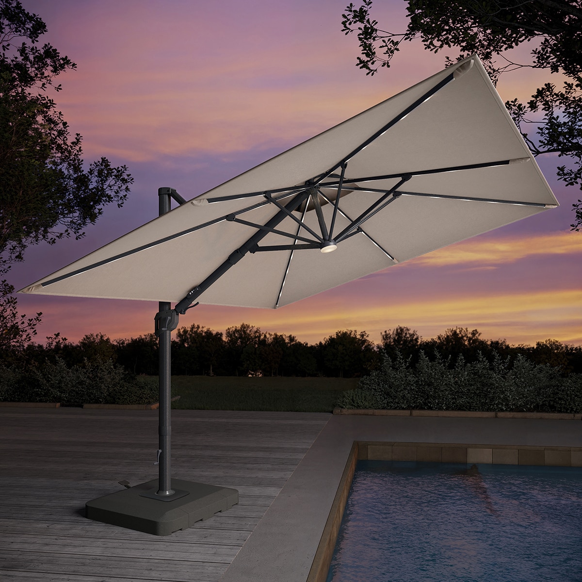 앳레저 LED 캔틸레버 우산 지름 3.0m,페블