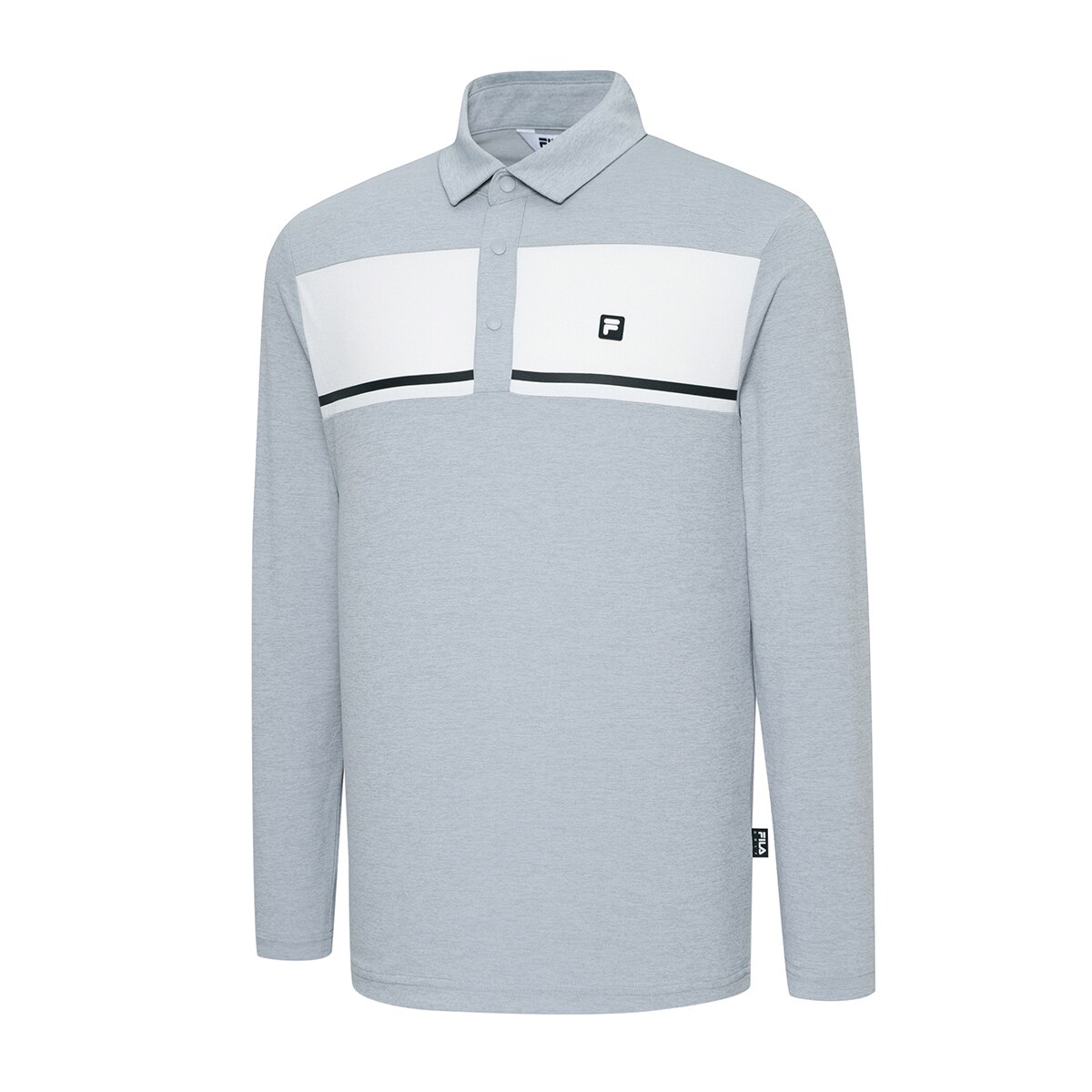 휠라 골프 남성 긴팔 폴로티 - 라이트그레이
