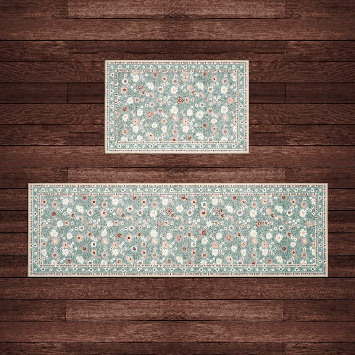 Wyatt&Ash 워셔블 러그 & 러너 세트 - 민트