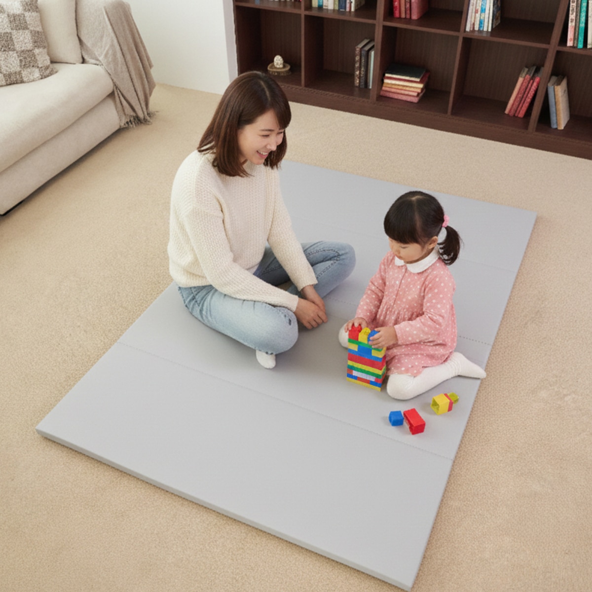 릴팡 제로 갭 폴딩 매트 140 x 250 x 4cm - 그레이