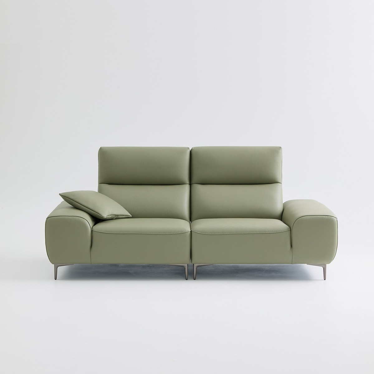 UND NA17 전체 천연 이태리 슈렁큰통가죽 3인 소파 - 올리브그린