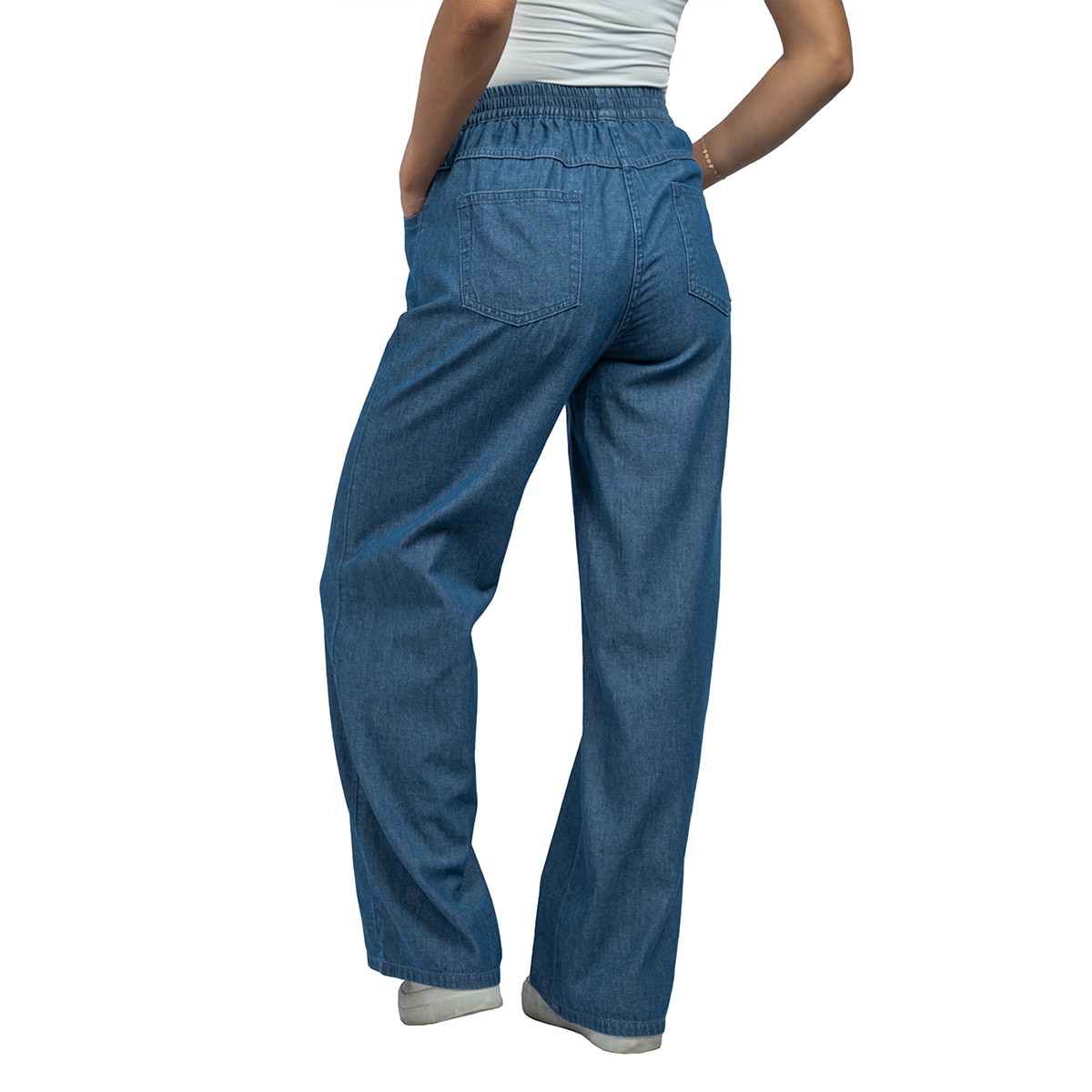 잭스 걸프렌드 여성 밴딩 데님 팬츠 - 미디엄 워시, S