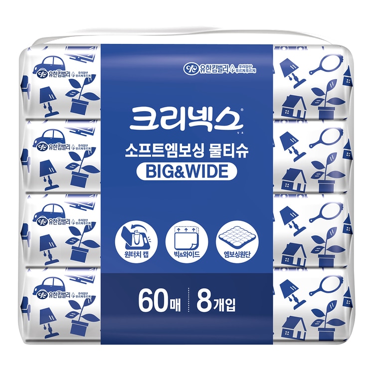 크리넥스 소프트 엠보싱 물티슈 60매x 8 x 2팩 크리넥스 소프트 엠보싱 물티슈 60매x 8 x 2팩