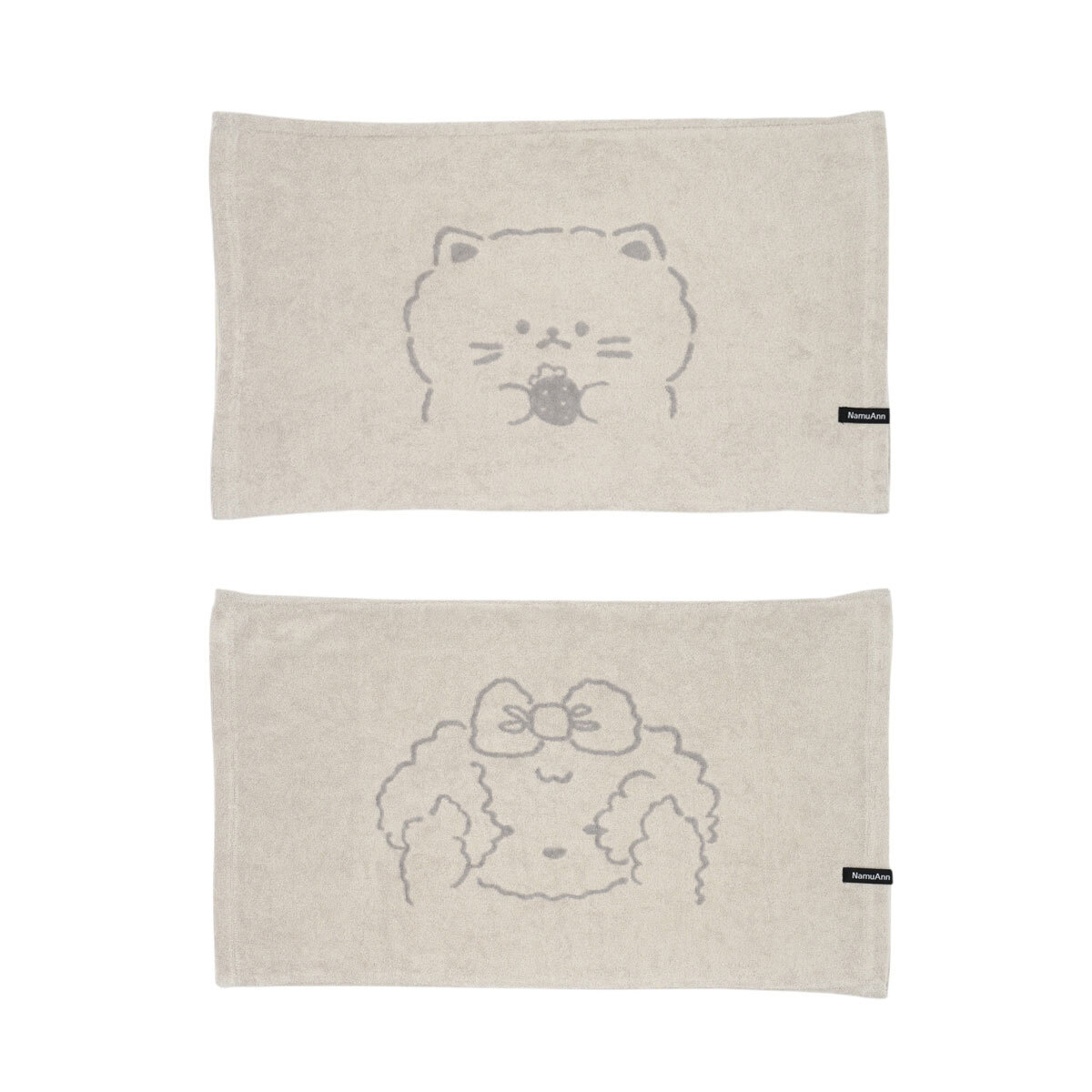 무한타올 늘어나는 타월지 캐릭터 베개커버 50x70cm용, 2P - 그레이