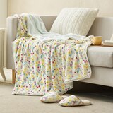 April At Home 플란넬 극세사 담요 슬리퍼 선물세트 - 밀리(옐로우플라워)