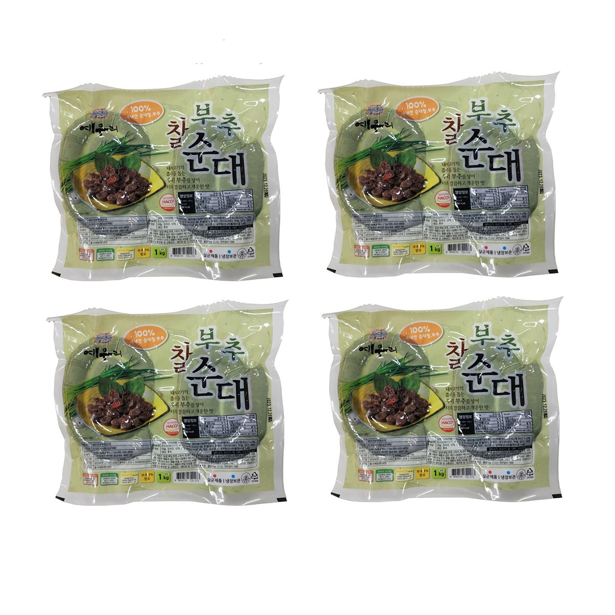 예우리 부추 찰순대 1kg x 4