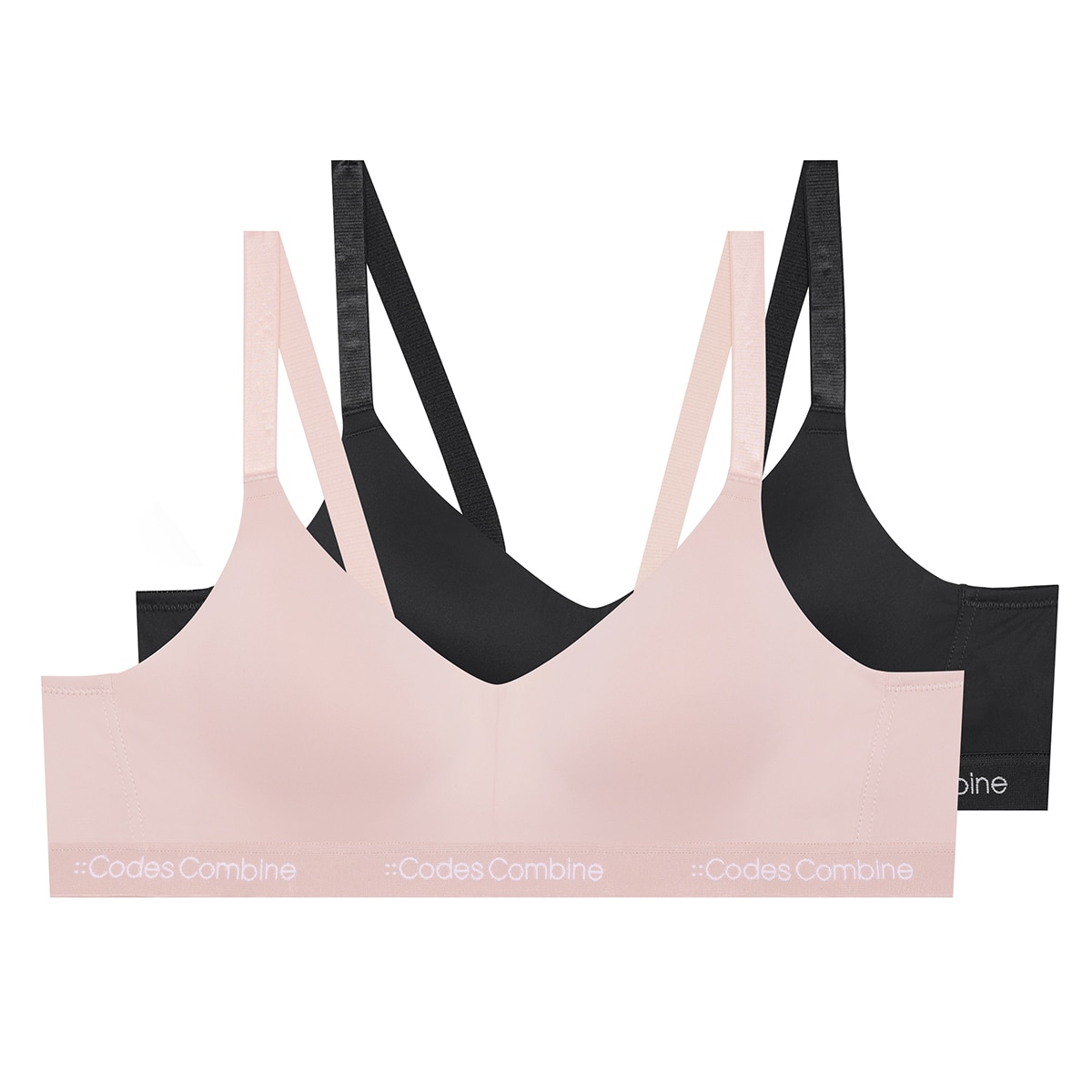 코데즈 컴바인 스포츠 브라 2매 - 블랙/핑크베이지, 85A 코데즈 컴바인 스포츠 브라 2매 - 블랙/핑크베이지, 85A