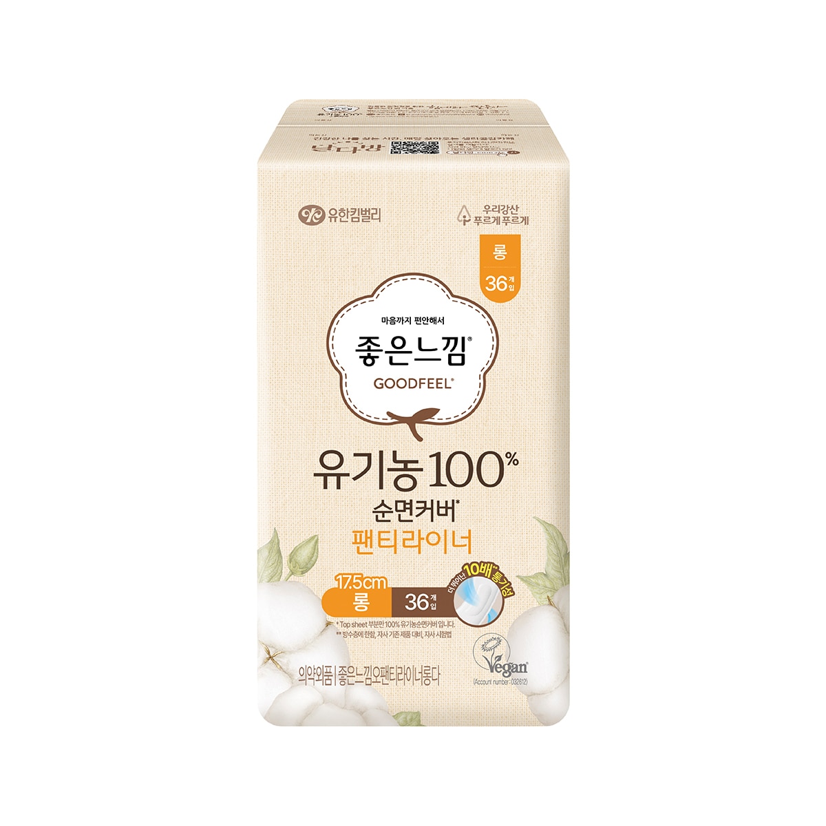 좋은느낌라이너 유기농순면 롱 36개 x 6팩