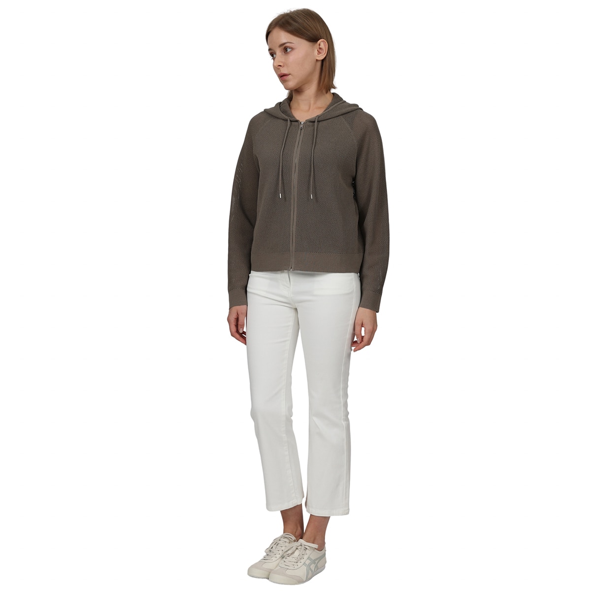 솔레지아 여성 니트 후드 집업 - 카키, M 솔레지아 여성 니트 후드 집업 - 카키, M