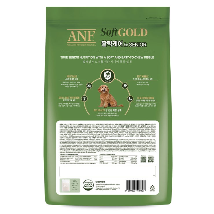 ANF 소프트 골드 시니어 애견사료 300g x 14 ANF 소프트 골드 시니어 애견사료 300g x 14