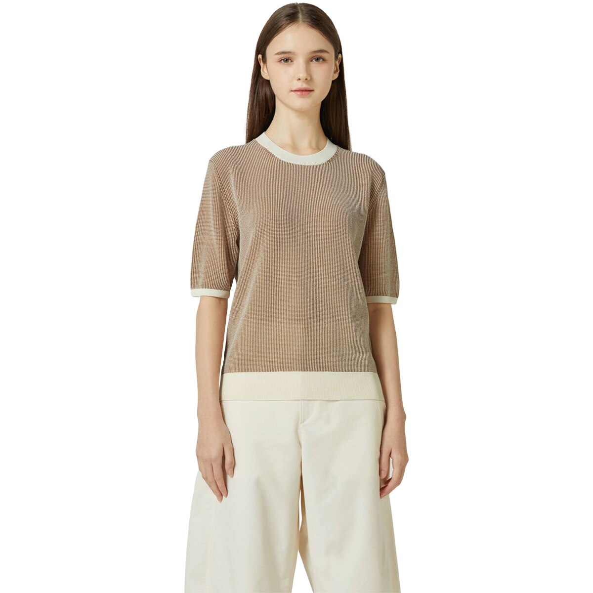 리디아 바인 여성 와플 반소매 니트