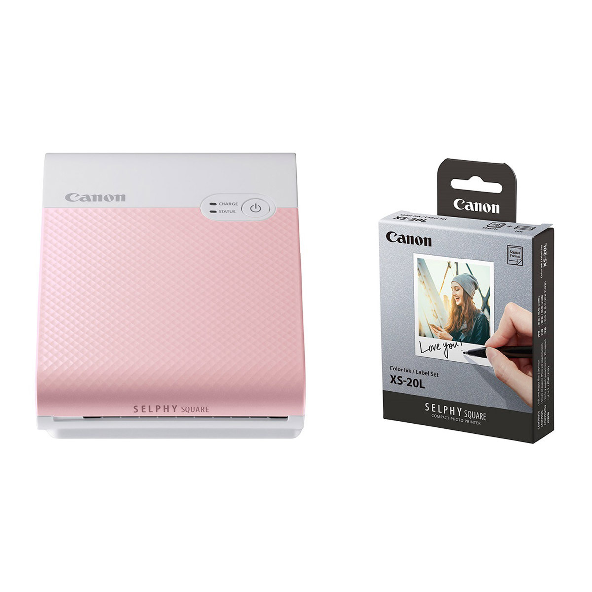 캐논 컴팩트 포토프린터 QX10 & 인화지 XS-20L 세트 - 핑크