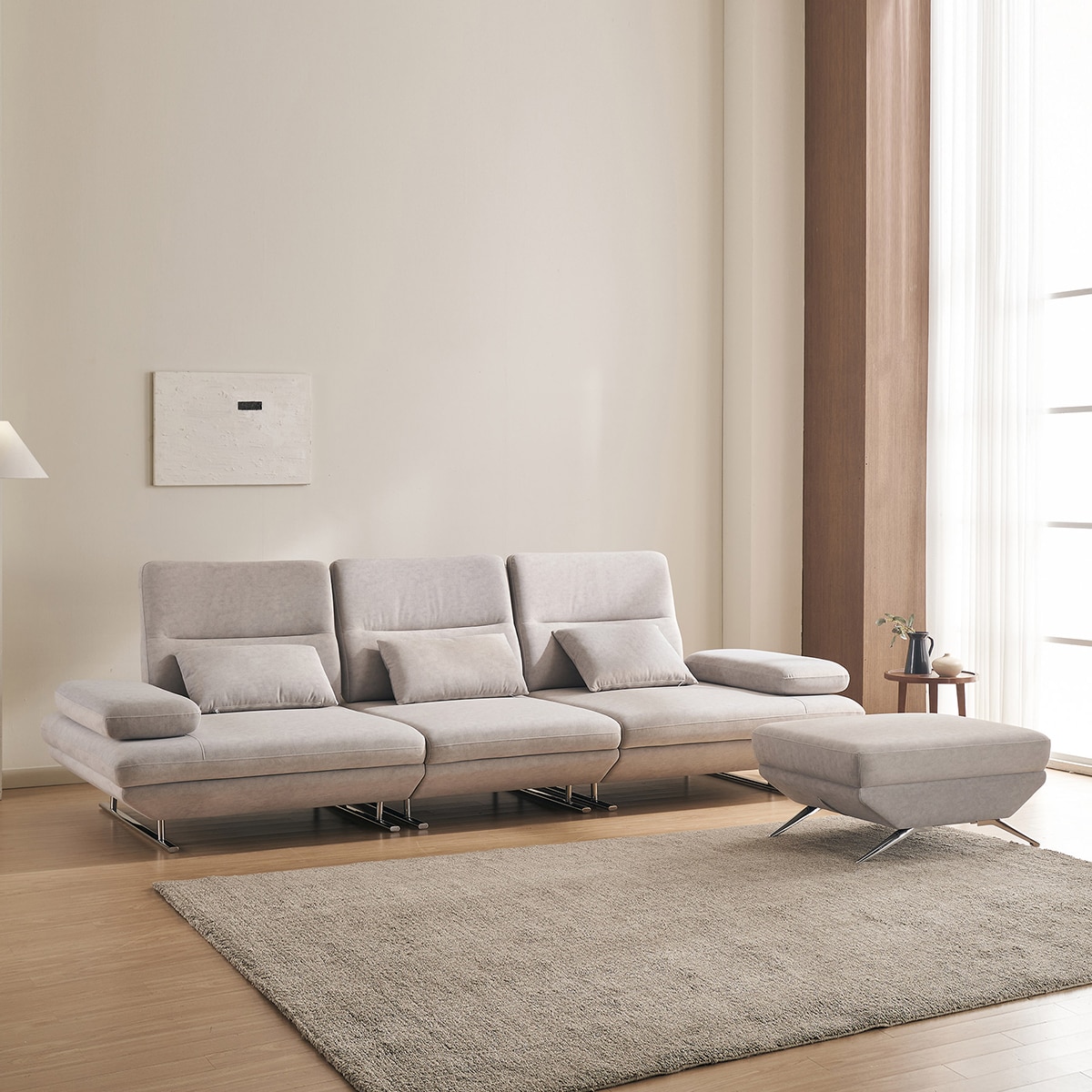 라클라우드 그랑블 스윙 기능성패브릭 4인소파+스툴