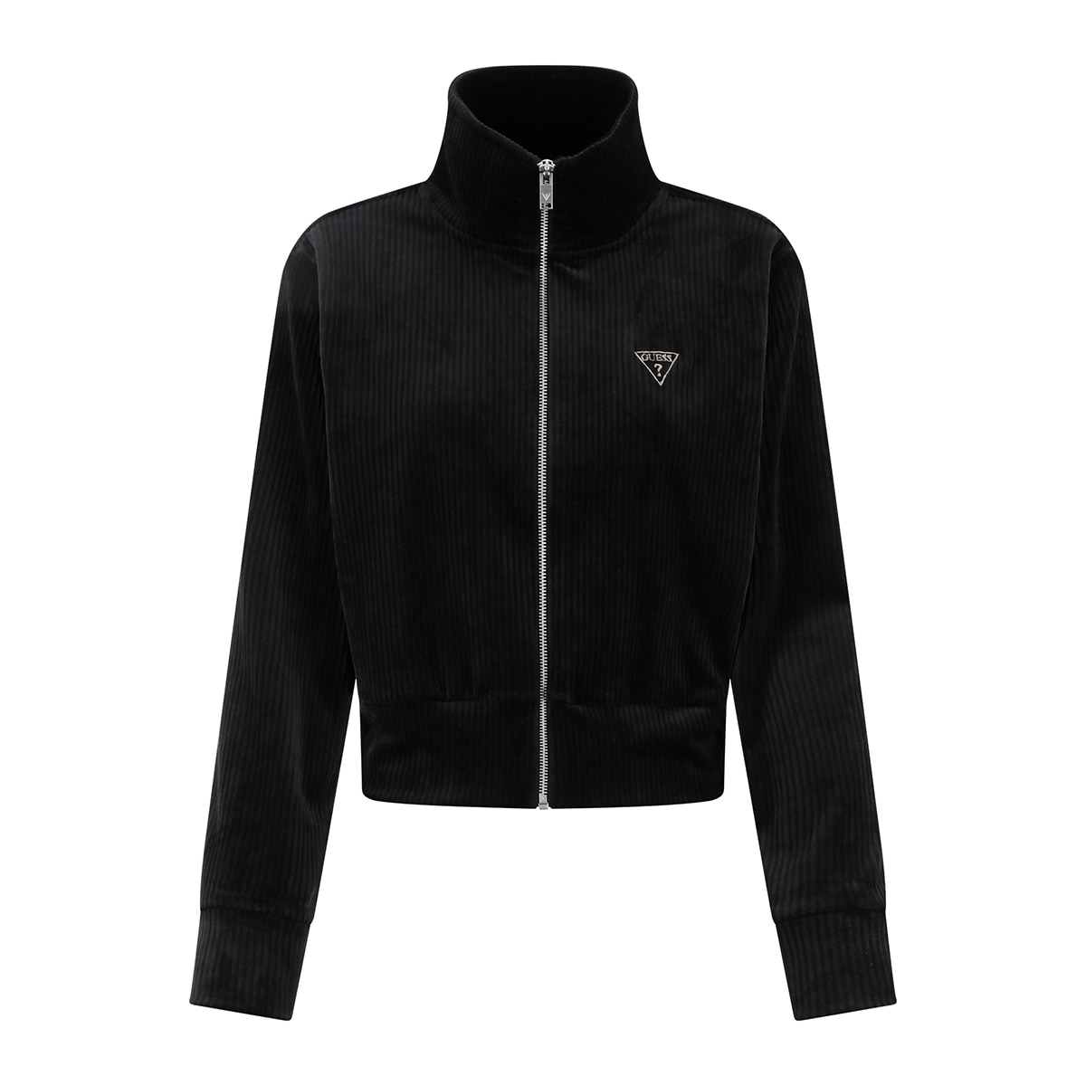 게스 여성 벨루어 코듀로이 집업 - 블랙