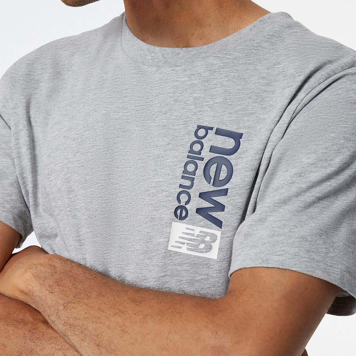 뉴발란스 남성 반소매 티셔츠 - 그레이, XL
