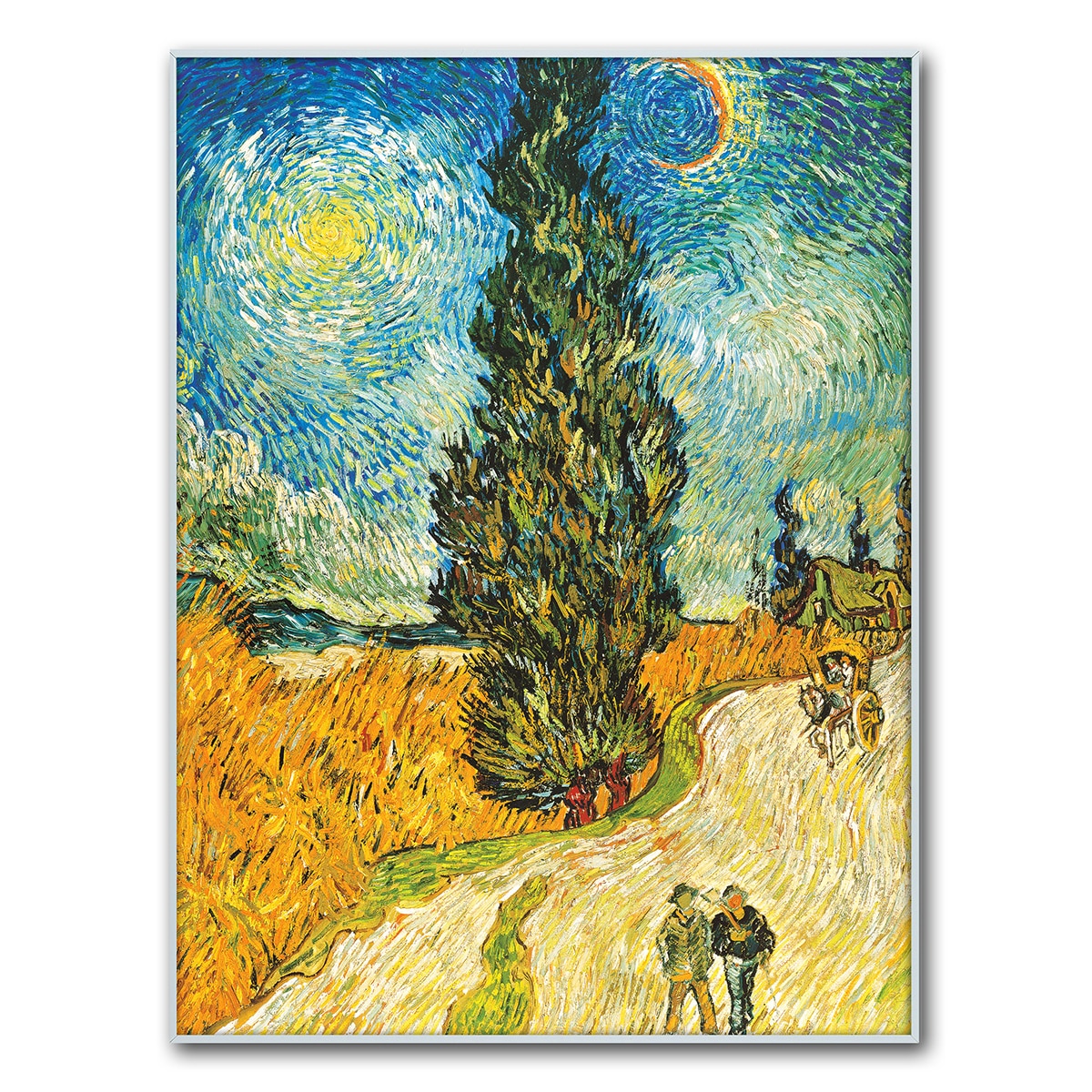 지클레 그림 액자 (80 x 60cm 또는 60 x 80cm) - 고흐, 삼나무와 별이 있는 길