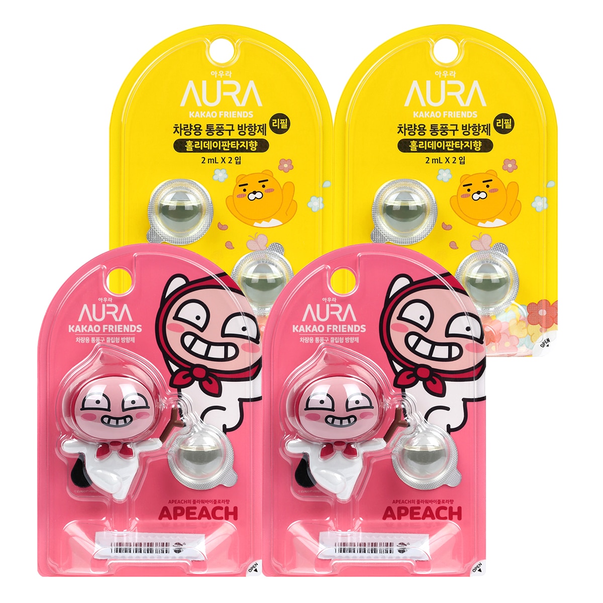 카카오 프렌즈 차량용 방향제 세트