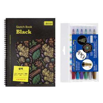 지그 메탈릭 마카 세트  (6색)  + 블랙 스케치북