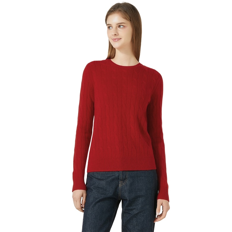 리디아 바인 여성 캐시미어 100% 케이블 니트