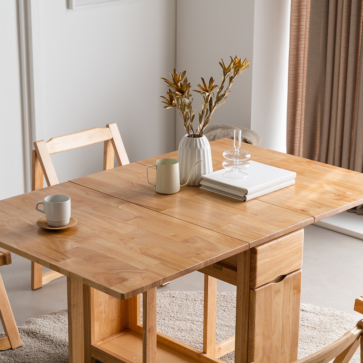 본톤 몰리나 접이식 확장형 식탁 세트 - 내추럴