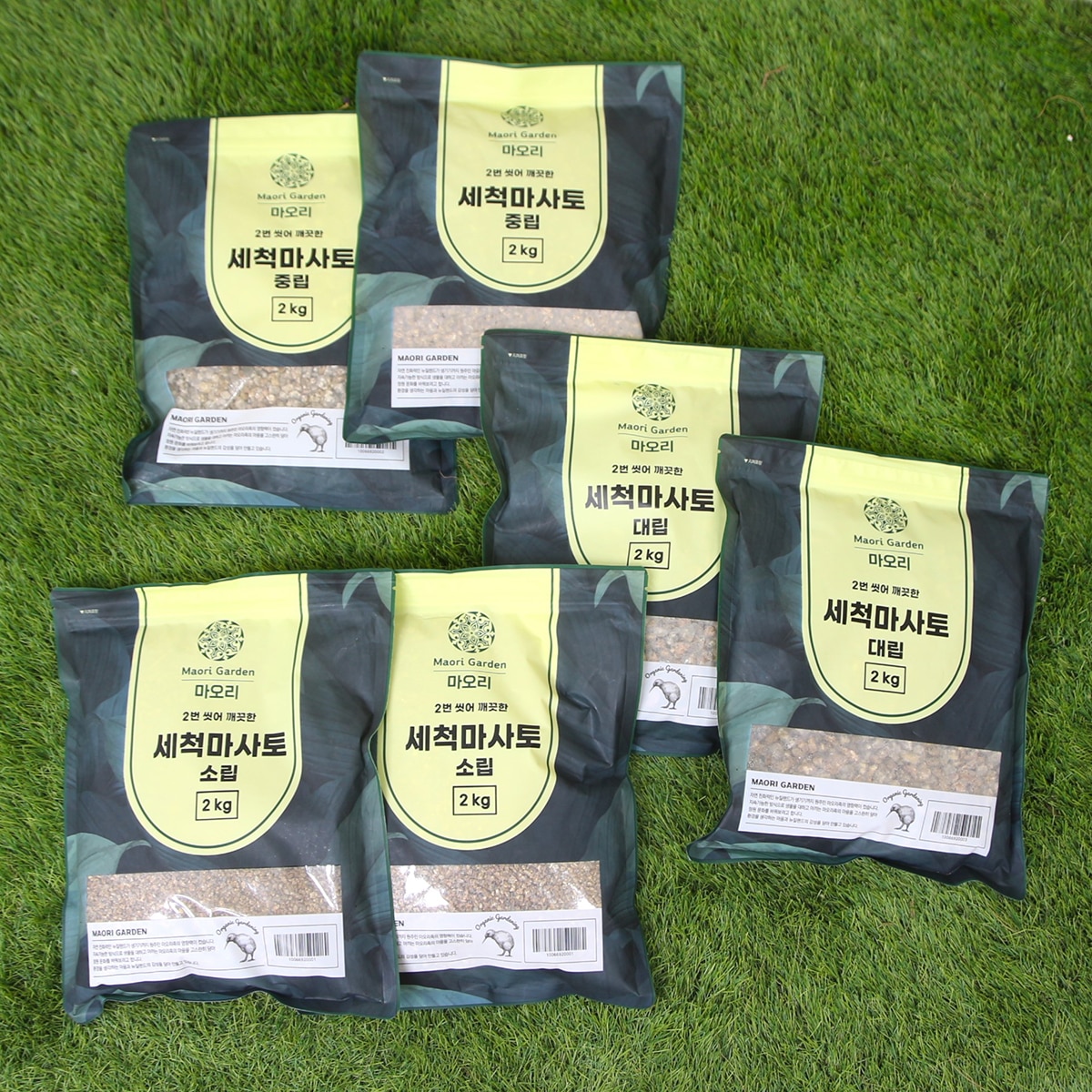 세척마사토 2kg 6개입 - 소립 x 2개, 중립 x 2개, 대립 x 2개