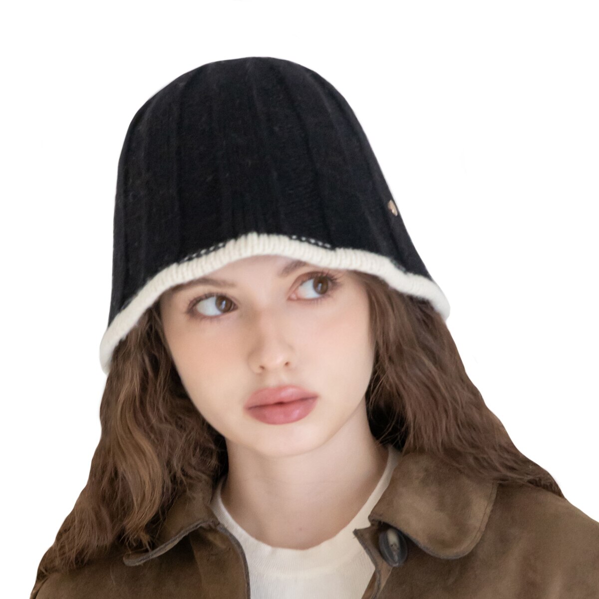 안드레아바나 여성 울 니트 모자 - 블랙