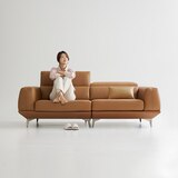 UND 에디션 NA8 천연 통가죽 소파 3인 - 러스트 카멜
