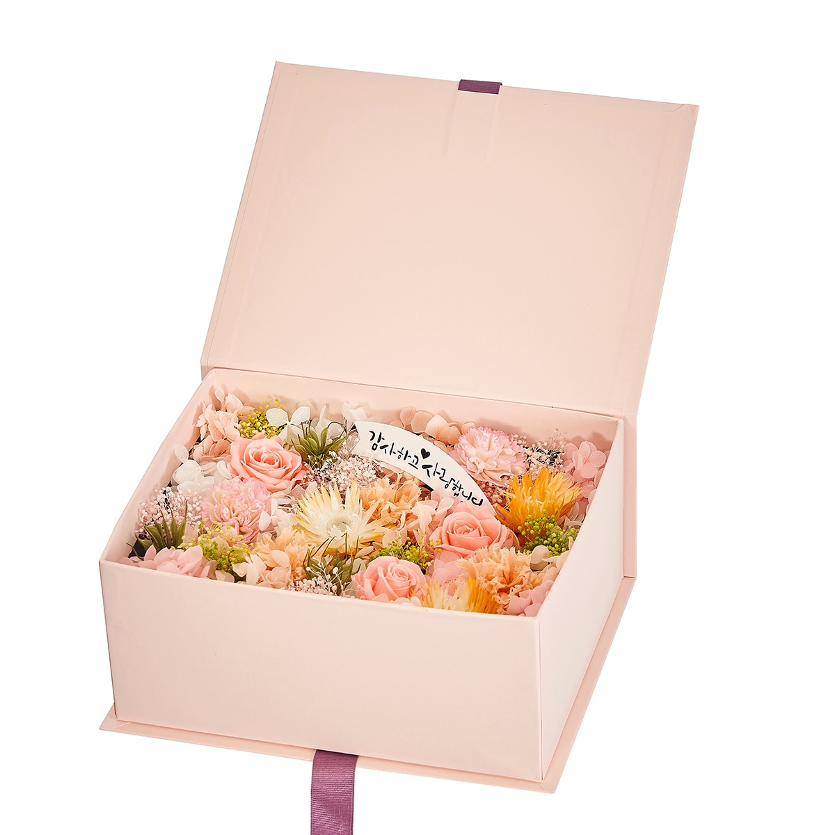 카네이션 프리저브드 플라워박스 - 옐로우