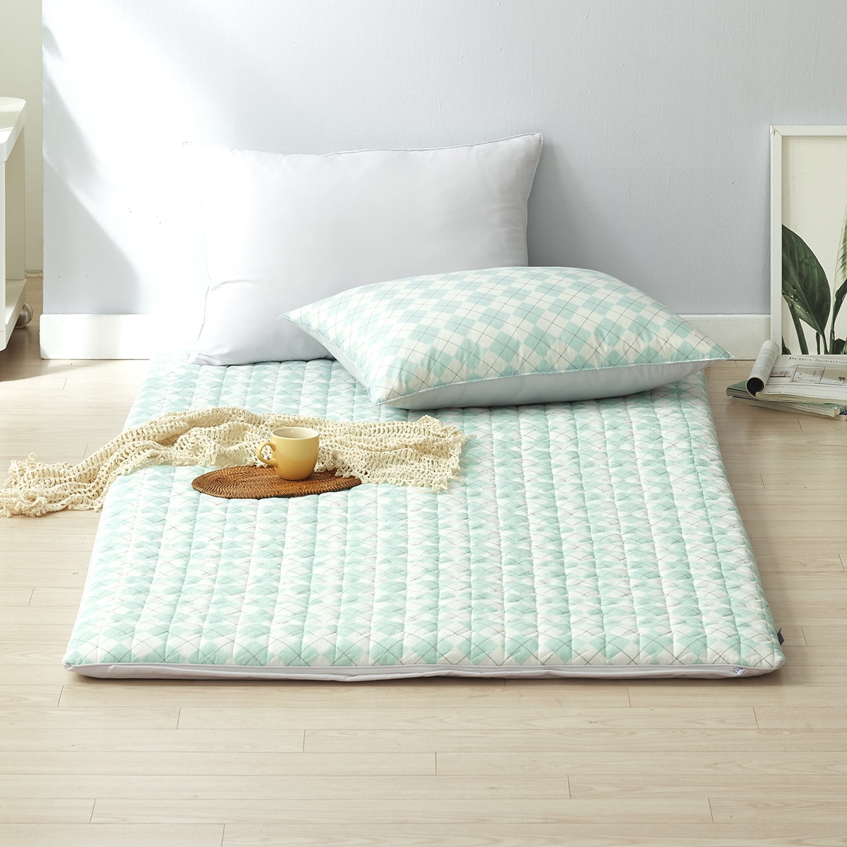 에이프릴앳홈 순면 누빔 워싱 면 요 - 싱글, 민트(리튼)