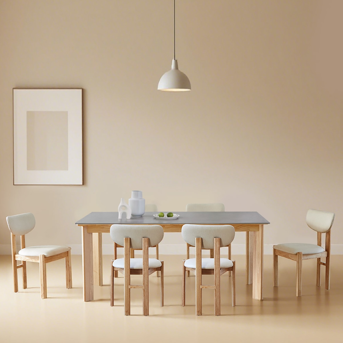 헤이지 세라믹 식탁 세트 6인 - 내츄럴 헤이지 세라믹 식탁 세트 6인 - 내츄럴