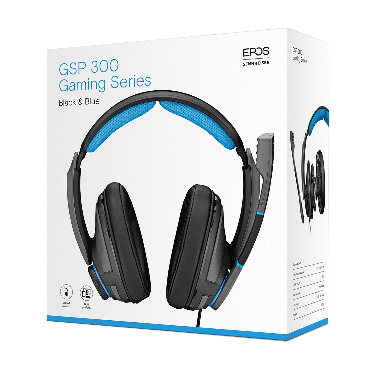 EPOS 젠하이저 게이밍 헤드셋 GSP 302 - 블랙&블루