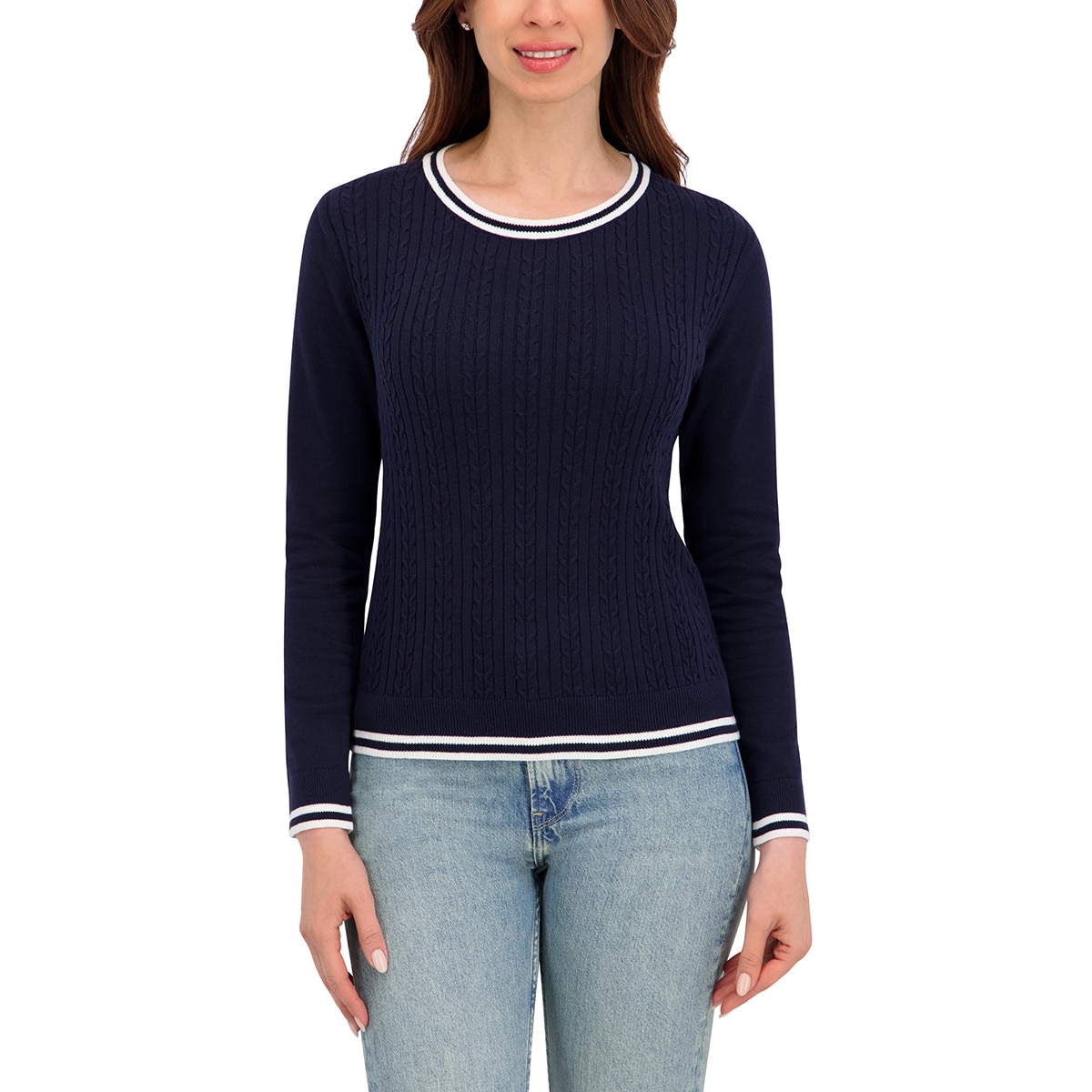 할스톤 여성 케이블 스웨터 - 네이비 할스톤 여성 케이블 스웨터 - 네이비