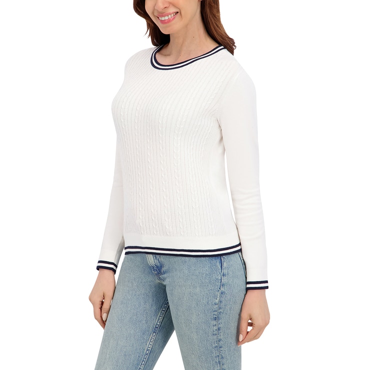 할스톤 여성 케이블 스웨터 - 아이보리, S