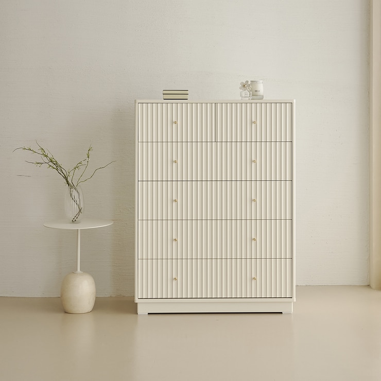 더원 화이트 템버 5단 서랍장 (900)