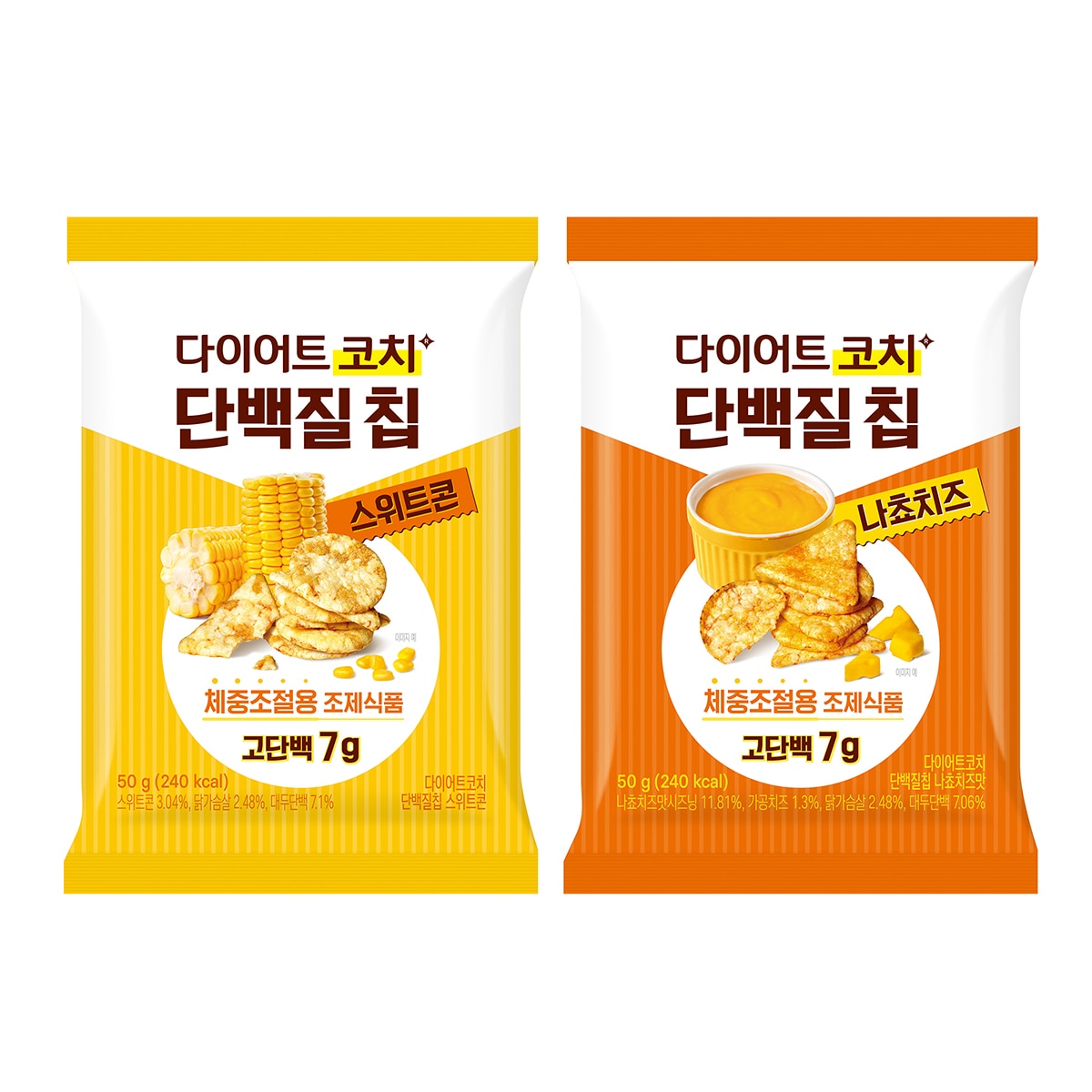 다이어트 코치 단백질 칩 600g / 50g x 12 - 스위트콘+나쵸치즈 다이어트 코치 단백질 칩 600g / 50g x 12 - 스위트콘+나쵸치즈
