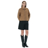 비지트 인 뉴욕 여성 인조 스웨이드 재킷 - 카멜