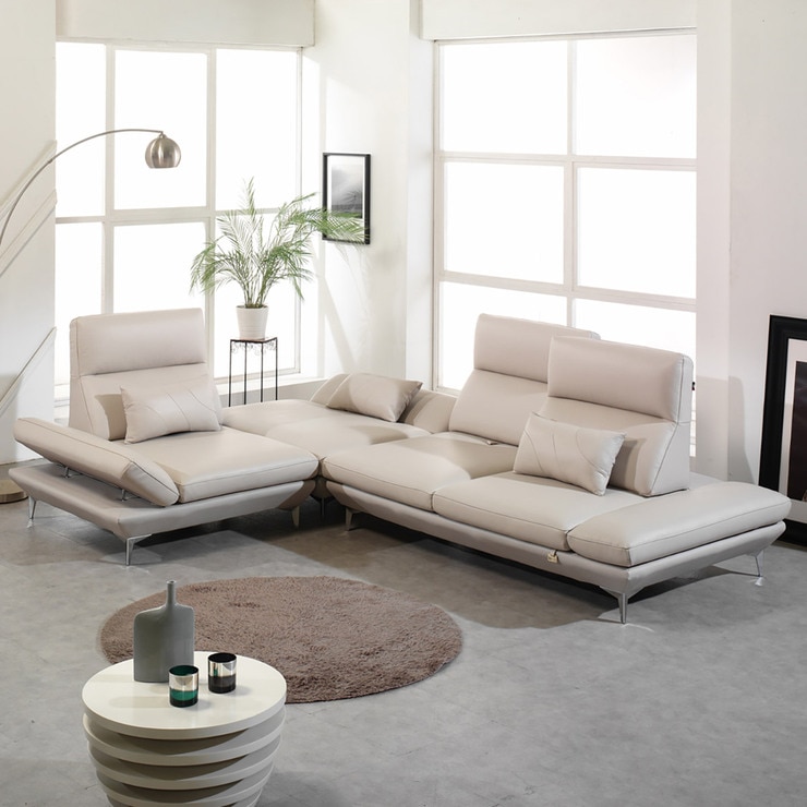 Satva Komoben Swing Cushion Leather Sofa + Stool 664881